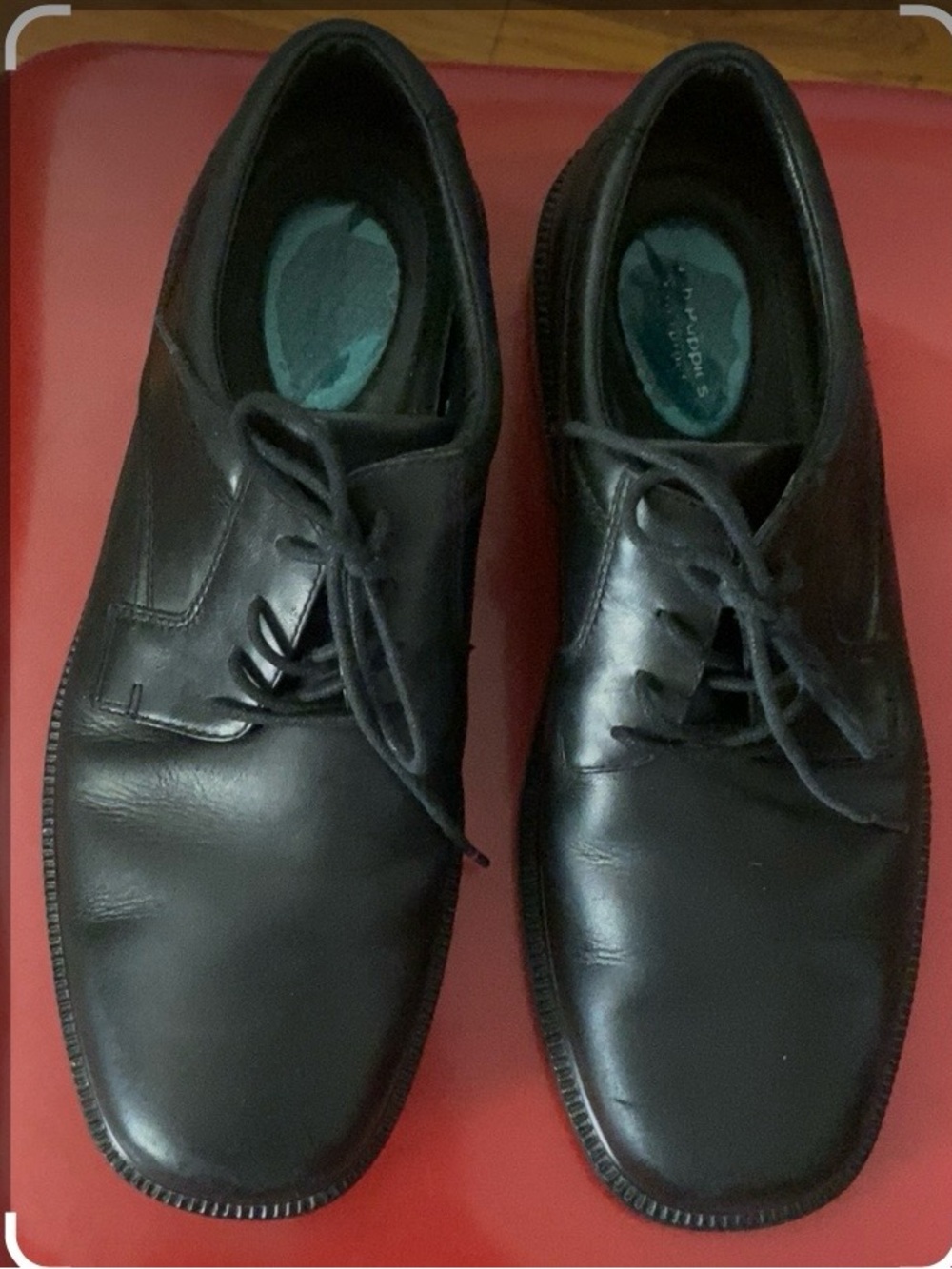 Hush Puppies Black Leather Lace-Up Derbys